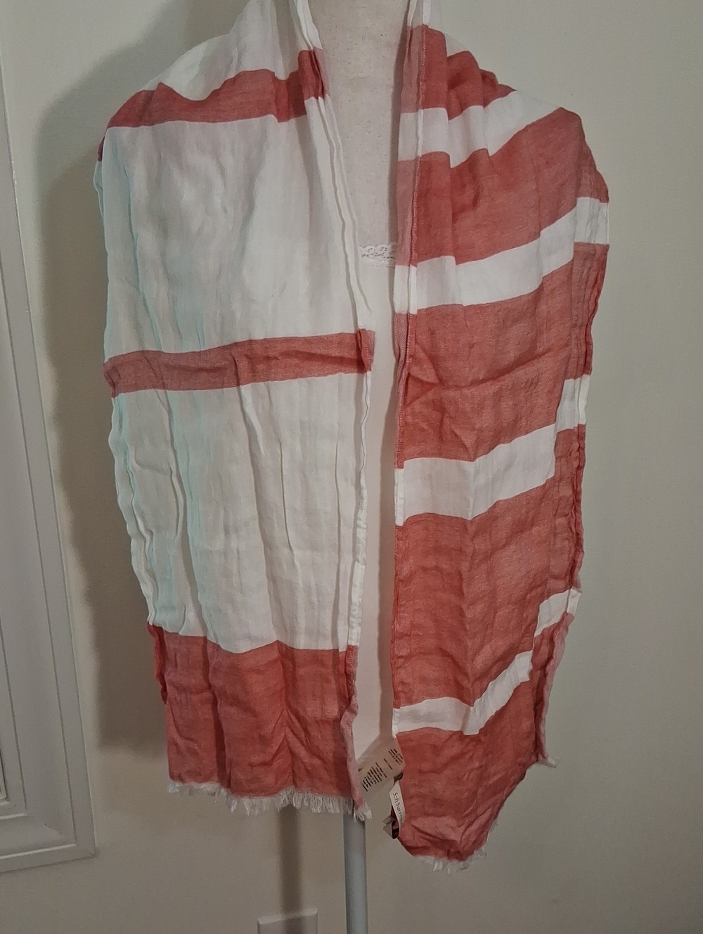 Soft Surroundings Striped Scarf in Red and White